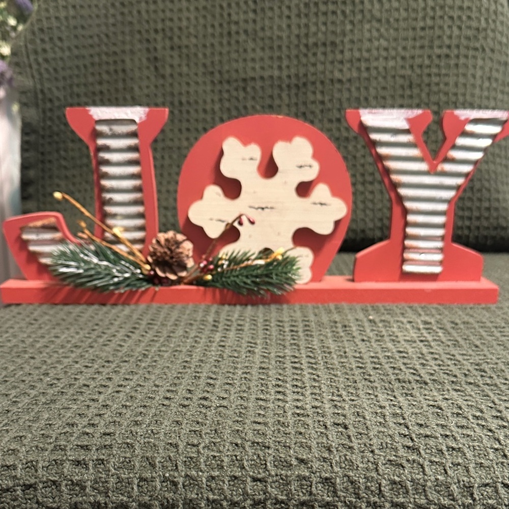 Festive JOY Holiday Decoration - Red and White